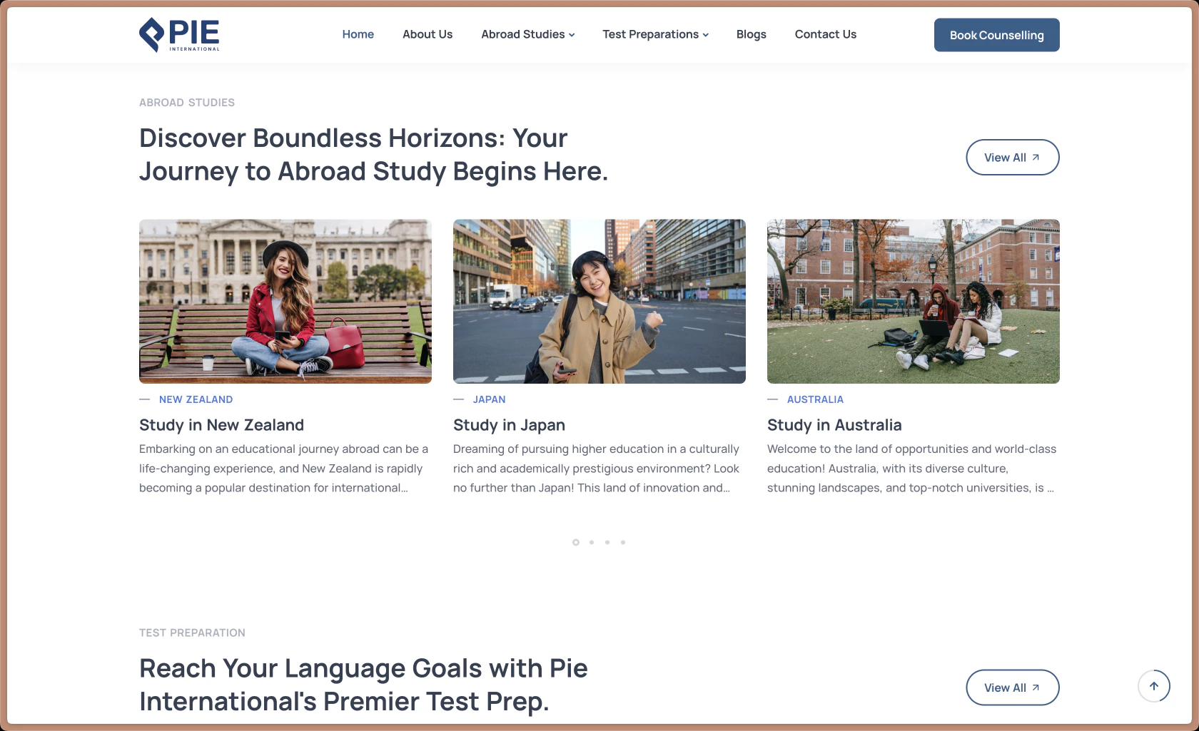 Pie International Website Portfolio Image