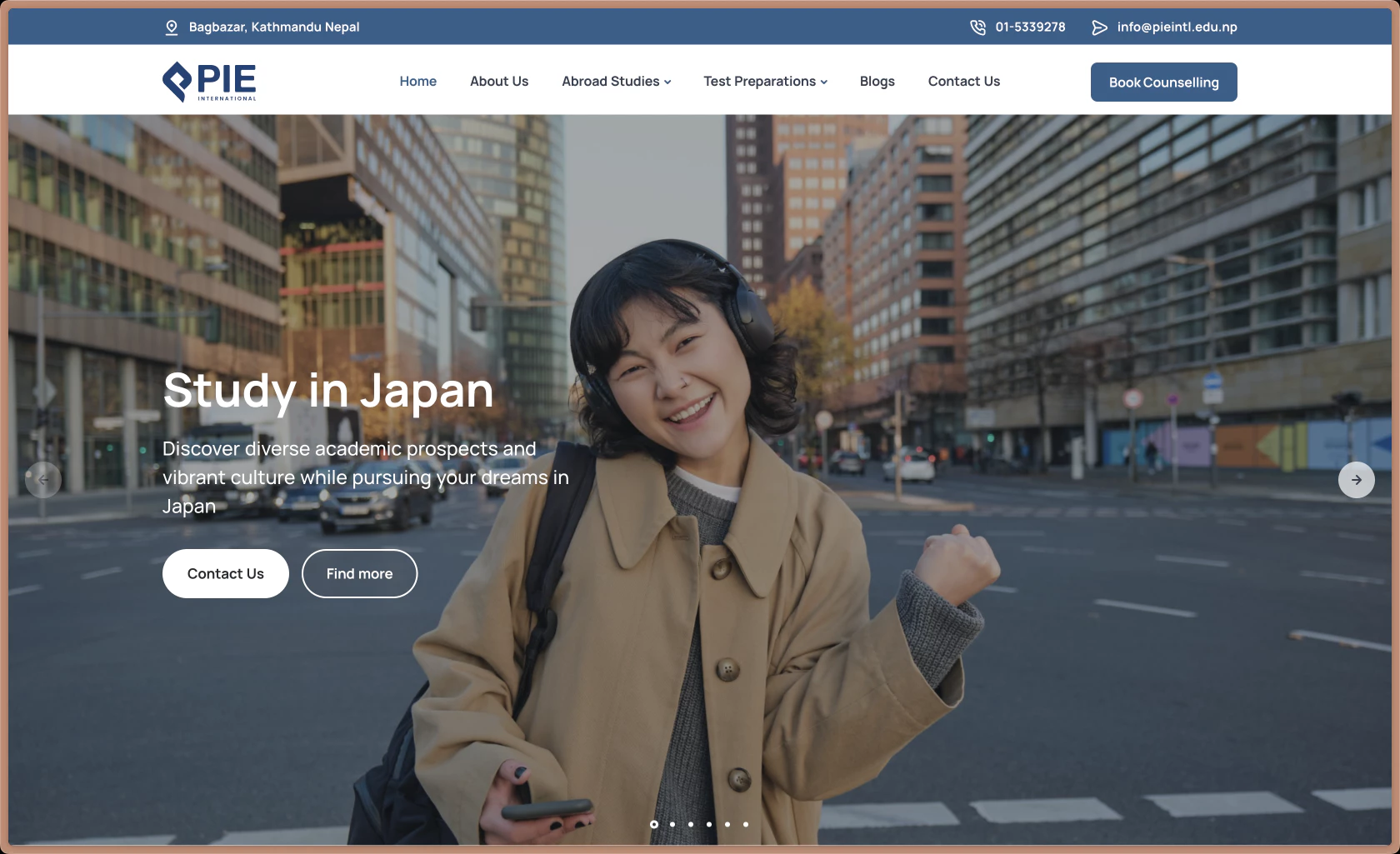 Pie International Website Portfolio Image