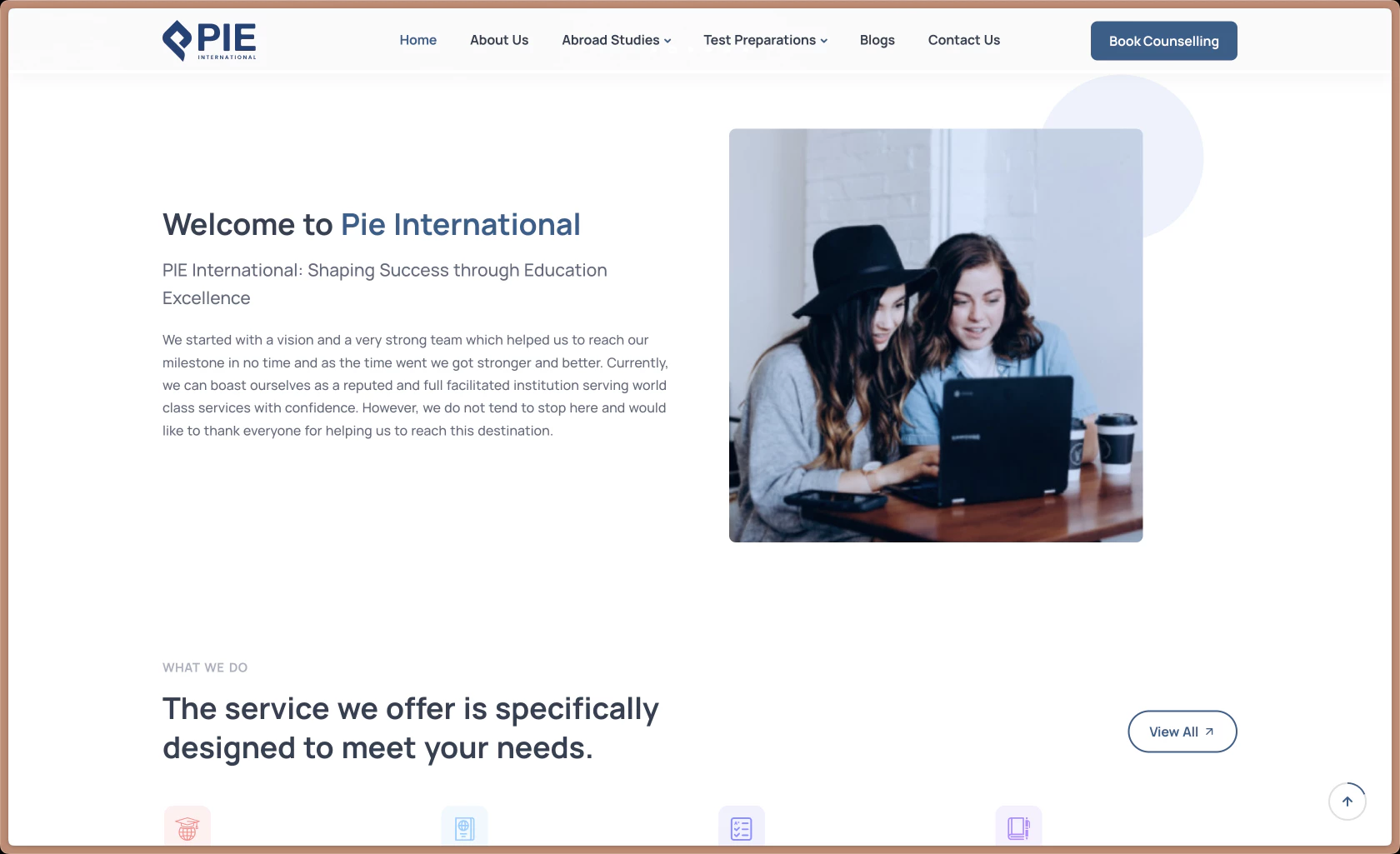 Pie International Website Portfolio Image