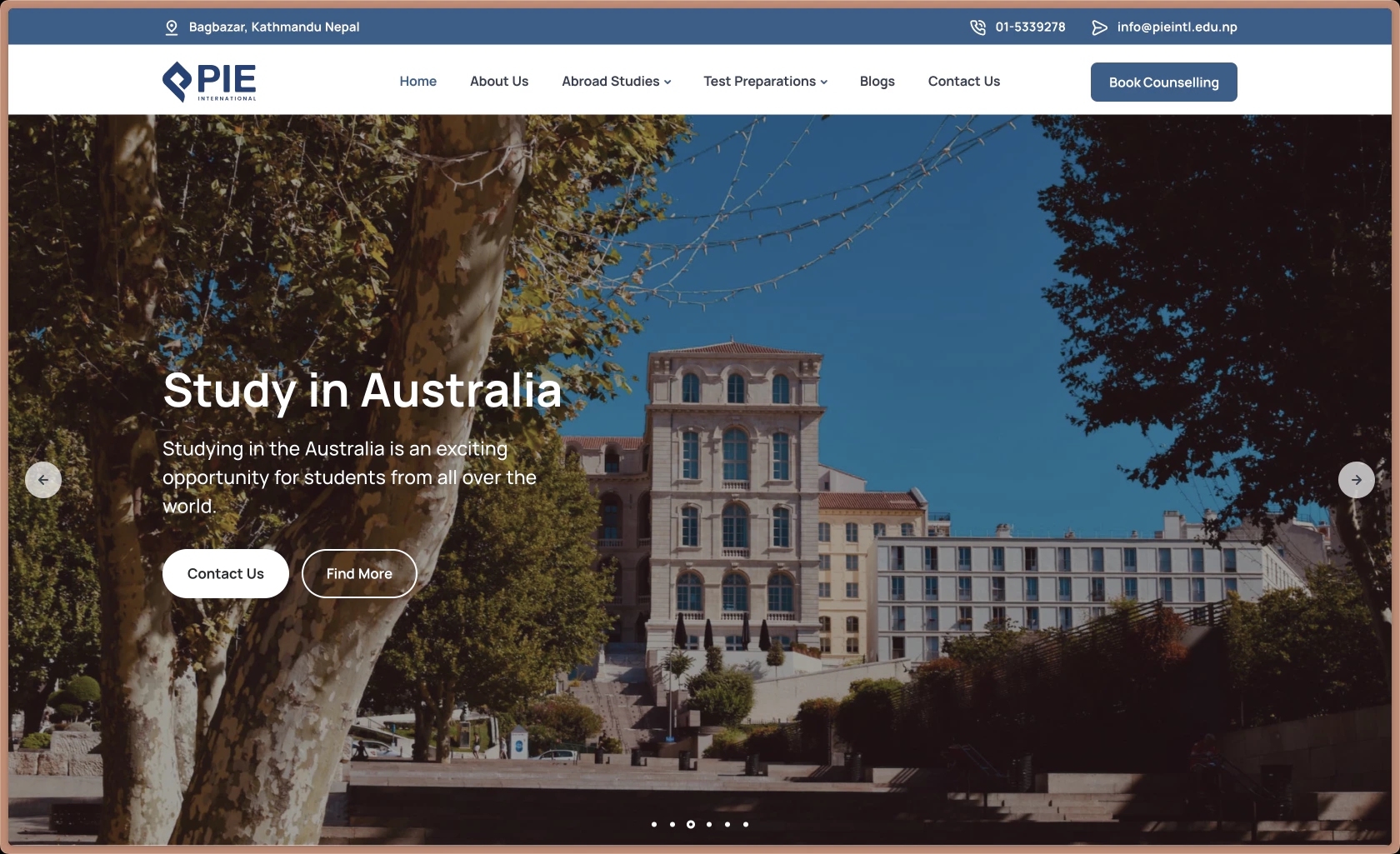 Pie International Website Portfolio Image