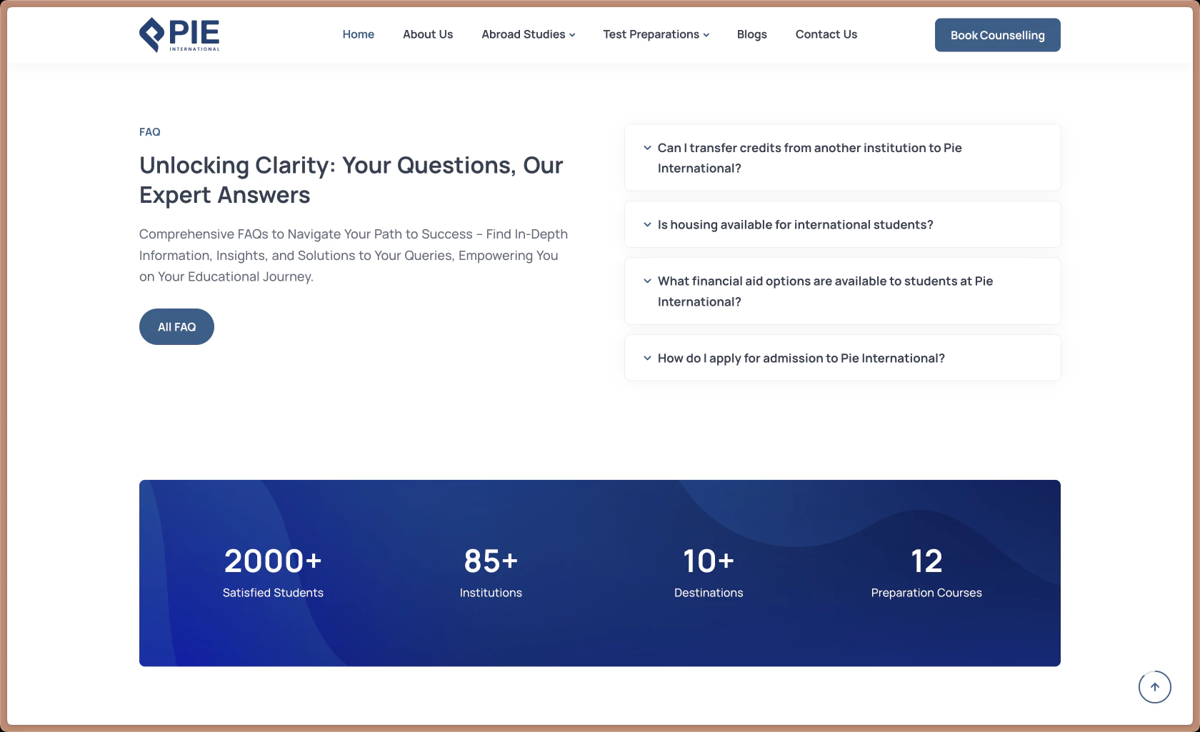 Pie International Website Portfolio Image